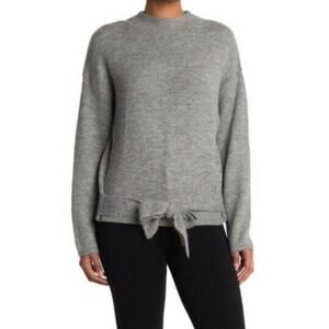 NWT Wayfair Gray Mock Collar Tie Front Sweater Size Medium